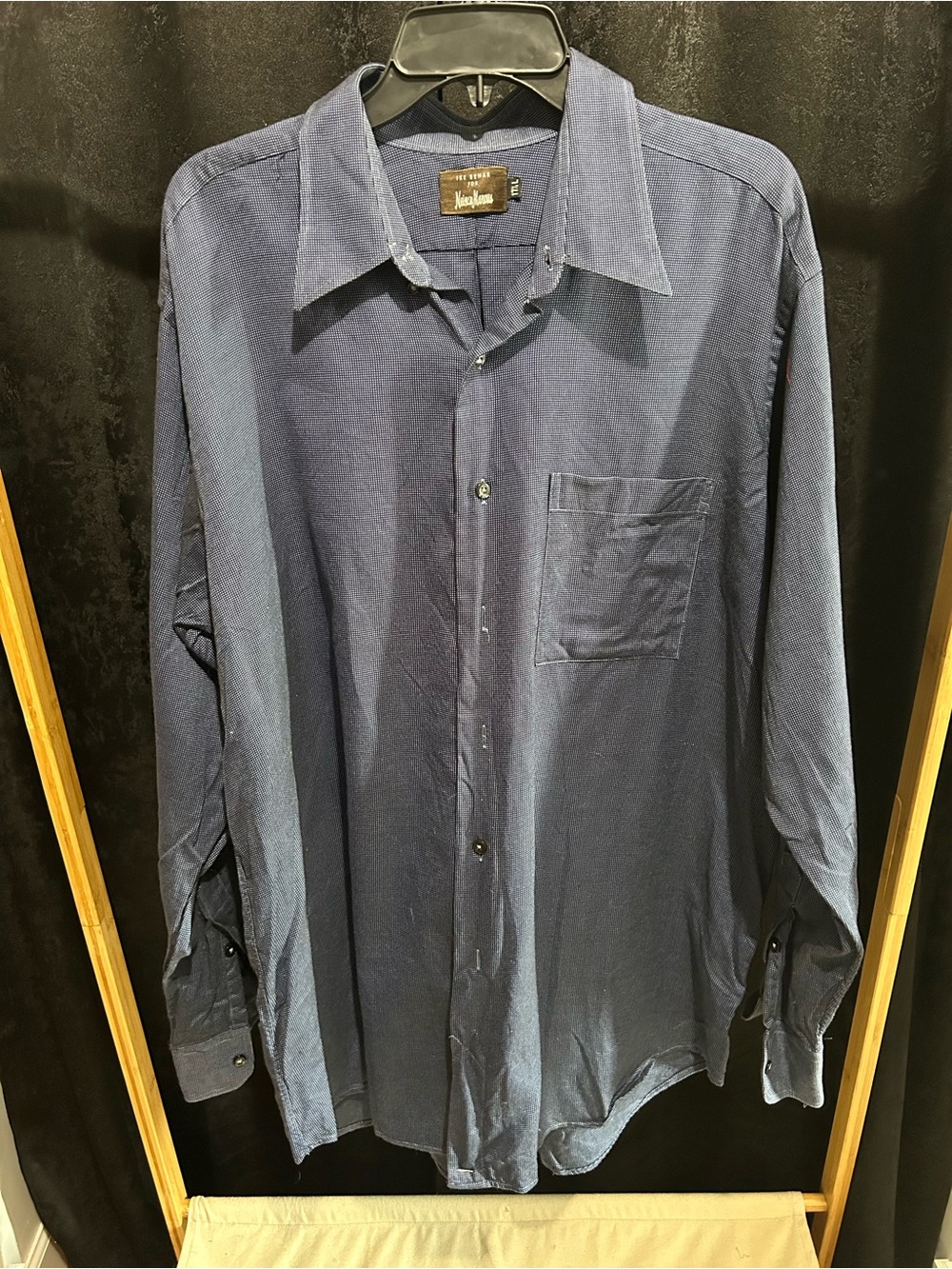 Neiman Marcus Men's Dark Blue Long-Sleeve Dress Shirt